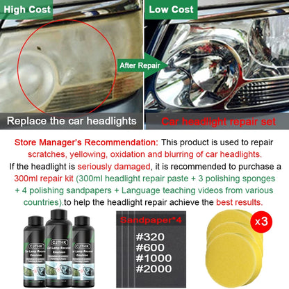 Car Headlight Restoration: Cleaning Emulsion for Polishing + FREE Sandpaper